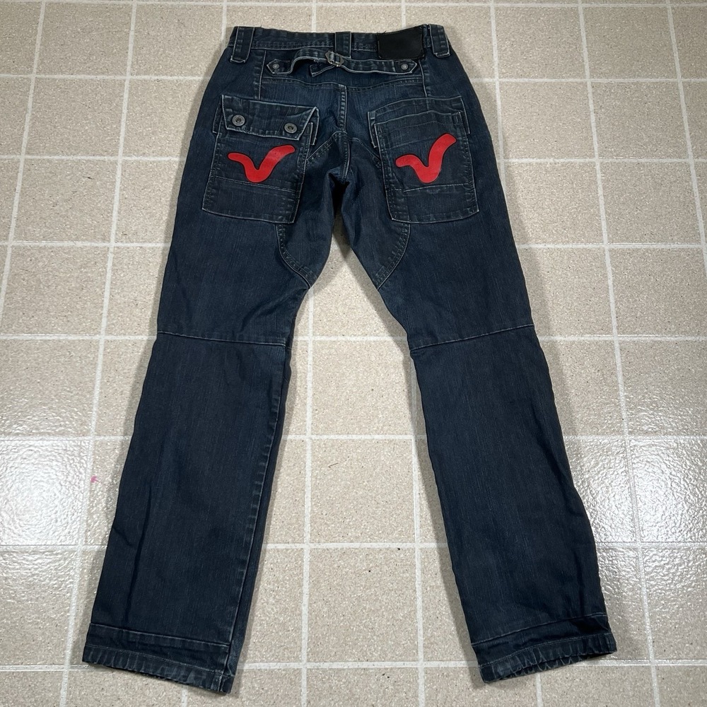 Vintage VOI Jeans Y2K Washed Denim Evisu Style Pockets Pants Men Size 28x31 Blue